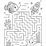 Petit Poisson a perdu son chemin dans le grand récif. Peux-tu l’aider à retrouver l’étoile de mer avant que le soleil ne se couche ?