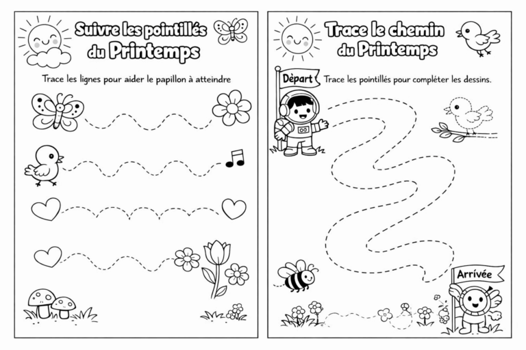 Ces fiches de coloriage printanières sont parfaites pour développer la motricité fine des enfants tout en s’amusant